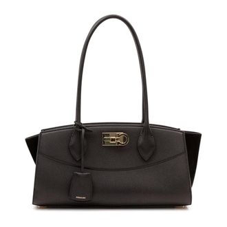 Ferragamo Tassen, Dames, Zwart, ONE Size, Elongated Shoulder Bag