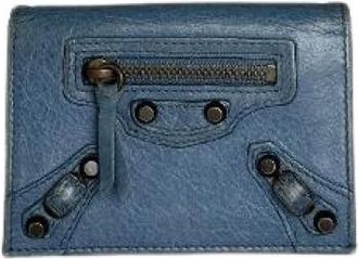 Balenciaga Pre-owned Wallets, female, Blue, Size: ONE SIZE Pre-owned Vintage Card Holder Wallet