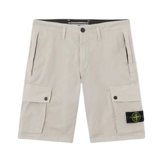 Stone Island Casual Shorts, male, Gray, Size: W30 Stretch Cotton Twill Shorts