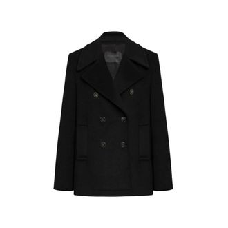 Dondup Peacoat doppiopetto regular in velour misto lana - - Coats - Donna - Nero - S