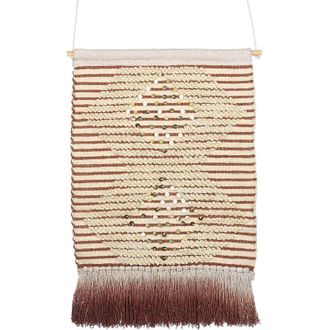 Beliani Decoraci&oacute;n De Pared De Algod&oacute;n Beige Arena Rojo Oscuro Dorado 43 X 75 Cm Sabo