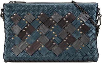 Bottega Veneta Pre-owned Cross Body Bags, female, Brown, Size: ONE SIZE Pre-owned Woven Leather Chain Pouch