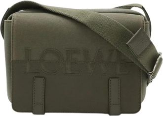 Loewe Pre-owned Logo Military Messenger Bag XS - Dames - Vintage Schoudertas - Groen - ONE Size - Leer - Vintage
