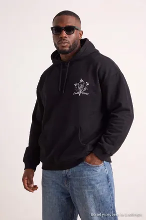 Trendyol MAN Heren Zwart Bloemen Lang Oversized Grote maten Sweatshirts