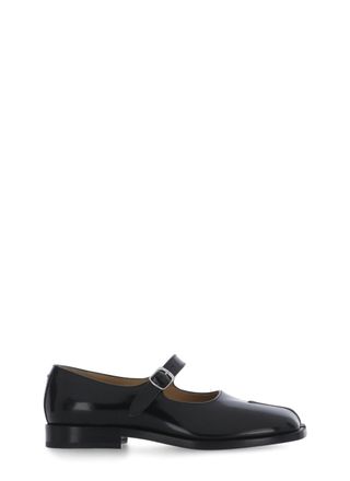 Maison Margiela Black Tabi Polished Leather Mary-Jane Flats