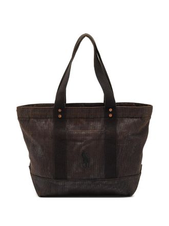 Ralph Lauren Borsa tote Big Pony metallizzata - Marrone