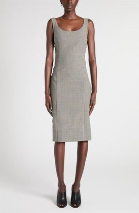 Alexander McQueen Check Corset Lace-Up Wool Sheath Dress in Black/ivory at Nordstrom, Size 42