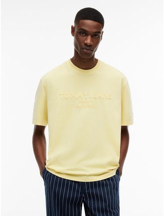 Tommy Hilfiger Mens Tommy Jeans Distressed Logo T-Shirt - Yellow - XL