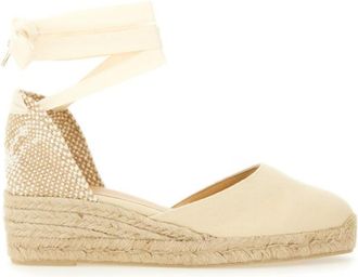 Castaner Ivory Ankle-tie Espadrille Wedges