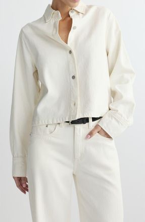 DL1961 Montauk Aura Button-Up Denim Top in Eggshell Aura at Nordstrom, Size X-Small