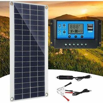 OEM Kit De Paneles Solares, Kit De Cargador De Bater&iacute;as Con Controlador De Carga Solar Para Autocaravanas, Yates, Uso Exterior, Jardines E Iluminaci&oacute;n