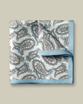 CHARLES TYRWHITT Silk Paisley Pocket Square - Pale Teal Green Size OSFA by Charles Tyrwhitt