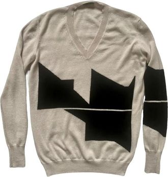 Bottega Veneta Beige/Black Cashmere Jumper Size XS