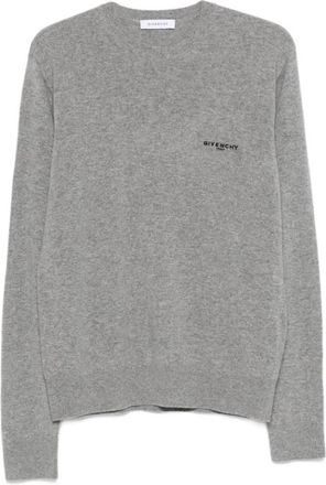 Givenchy Geborduurde trui van wol en kasjmier - Heren - Ronde hals truien - Grijs - S - Wol - Truien & Vesten