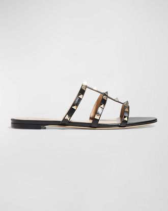 Valentino Garavani Rockstud Caged Flat Slide Sandals