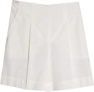 Max Mara Geplooide Shorts - Dames - Bermuda - Wit - XS - Katoen - Korte Broeken