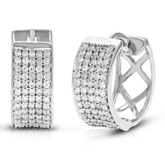 Vir Jewels 1/2 cttw Lab Grown Diamond Hoops Earrings in Sterling Silver With Hidden Post For Women