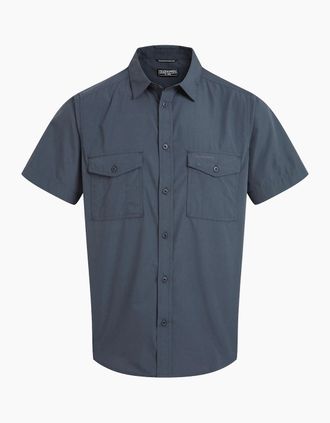 Craghoppers Mens Craghoppers Mens Kiwi II Short-Sleeved Shirt - Blue/Grey - Size: 44/Regular