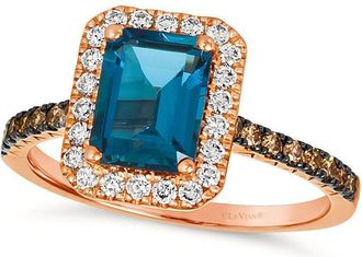 Le Vian Ladies Deep Sea Blue Topaz Rings set in 14K Strawberry Gold