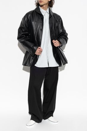 Jacquemus Leather Jacket Gardian, Mens, Black