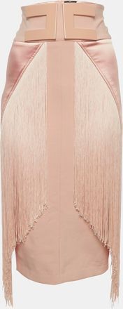 Elisabetta Franchi Pink Fringed Pencil Skirt
