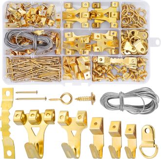 OEM Ganchos Para Marcos De Fotos, Kit De 250 Piezas Para Colgar Cuadros, Con Tornillos, Clavos, Anillas En D Y C&aacute;ncamos, Colgadores Dentados, Cable De Ace