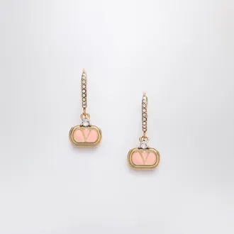 Valentino Garavani Oval Earrings In Metal And Swarovski Crystals