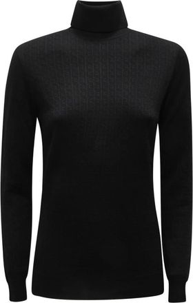 Elisabetta Franchi Dolcevita Wo Textu Turtleneck Trui - Dames - Coltruien - Zwart - M - Wol - Truien & Vesten