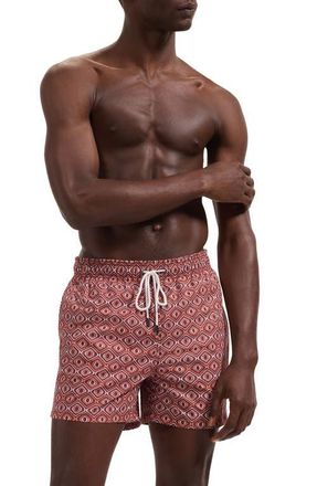 Bugatchi Cruz Print Swim Trunks in Sienna at Nordstrom, Size Xx-Large