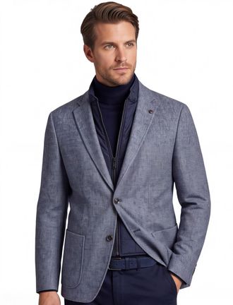 Roy Robson colbert blauw gem&ecirc;leerd