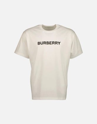 Burberry Mens Logo Print Oversized T-Shirt - White - Size: 38