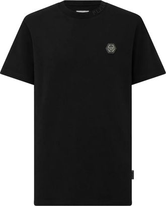 Philipp Plein T-shirt Ronde Hals Korte Mouw Logo - Heren - T-shirts - Zwart - S - Katoen - Tops