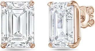 Diana M. Jewels 14kt 4ct Lab Grown 4 Prong Studs emerald cut, DEF color, VS clarity, excellent cut