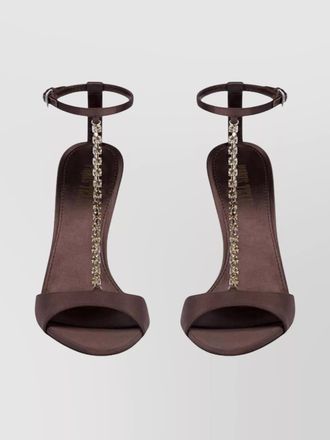 PARIS TEXAS silk satin crystal-embellished t-strap sandals