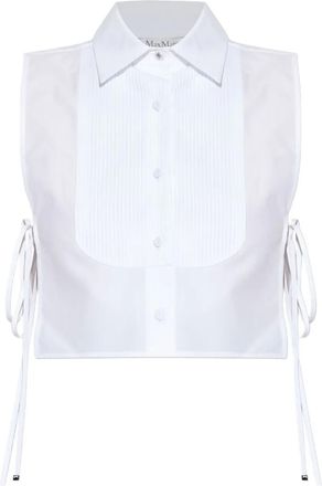 Max Mara Blouse met gesmockt detail en striksluiting - Wit