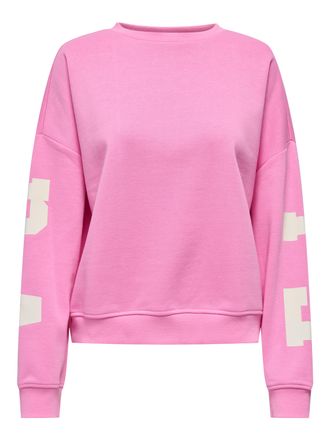 Only Sweatshirt ONLY ONLSWEAT L/S BACK/SLEEVE PRINT SWT NOOS, Damen, Gr. XS, pink (fuchsia pink detail:birch florida print), Sweatware, Obermaterial: 60% B