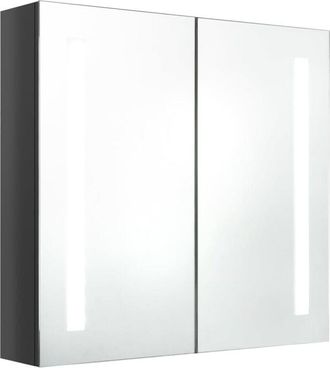 vidaXL LED Bathroom Mirror Cabinet Shining Grey 62x14x60 cm vidaXL