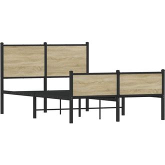 vidaXL Metal Bed Frame without Mattress Sonoma Oak 120x190 cm Small Double Vidaxl