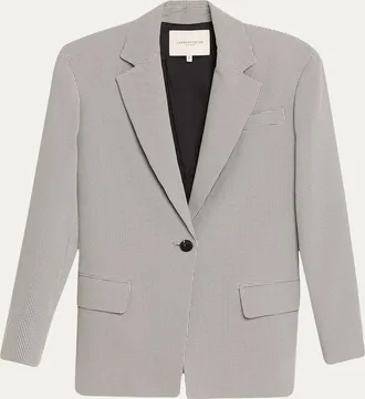 Lafayette 148 New York Single-Breasted Houndstooth Jacquard Blazer