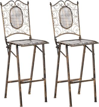 Beliani Conjunto de 2 sillas de bar de jard&iacute;n plegable Metal Negro