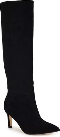 Nine West Womens Nine West Lorthey Dress Boots Black Suede Pointed Toe Knee High ZAP2218