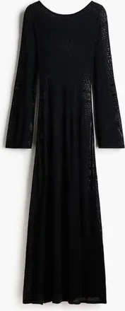 H&M Pointelle-knit Maxi Dress in Black at Nordstrom, Size Xx-Small