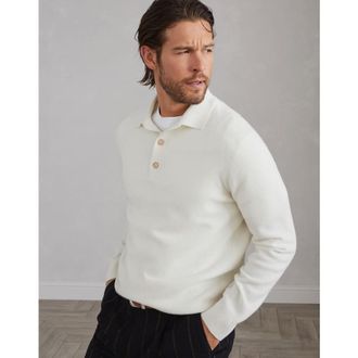 Brunello Cucinelli Mens Panama Wool Knit Polo Sweater, Size 56