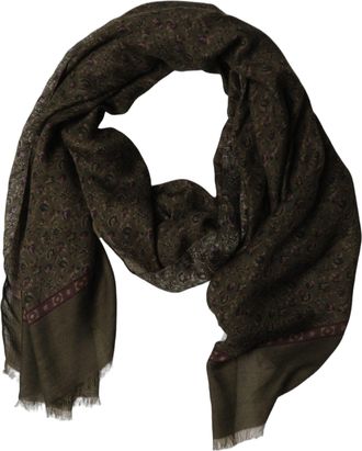 Dolce & Gabbana Olive Green Modal Floral Shawl Stole Womens Scarf (Pre-Owned)