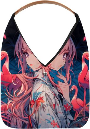 Generic Flamingo Girl Reusable Lightweight Grocery Bags - Foldable Into Compact Pouch, Washable & Sturdy, Multipurpose for Shopping and Travel