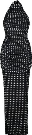 Patou Lange Gedrapeerde Jurk - Dames - Maxi kleedjes - Zwart - M - Nylon - Kleedjes