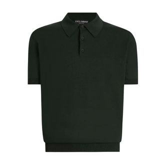Dolce & Gabbana Polo Shirts, male, Green, Size: M Openwork Polo Shirt