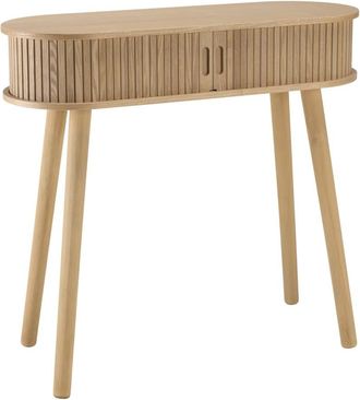 Macabane Consola ovalada de 80 x 30 cm de madera en color natural