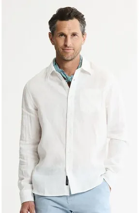 J.A.C.H.S. Linen Button-Down Shirt in White at Nordstrom, Size Xx-Large