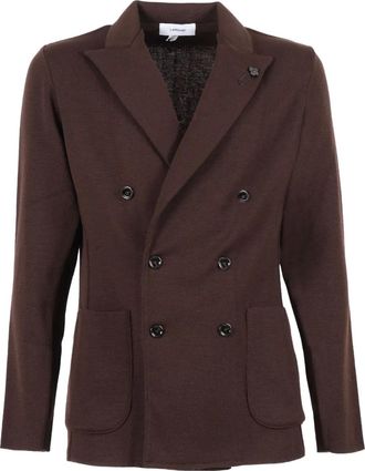 Lardini double-breasted wool jacket - Brown